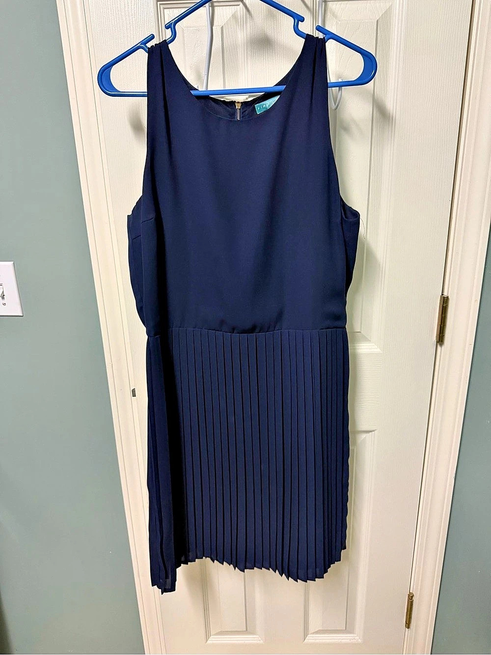 Pim + Larkin Pleated Dress in Navy Blue Like New